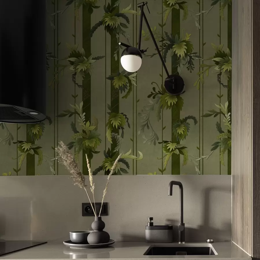 Fototapeedid Viinamarjalehed ja -kobarad helerohelistes akvarelltoonides a00807