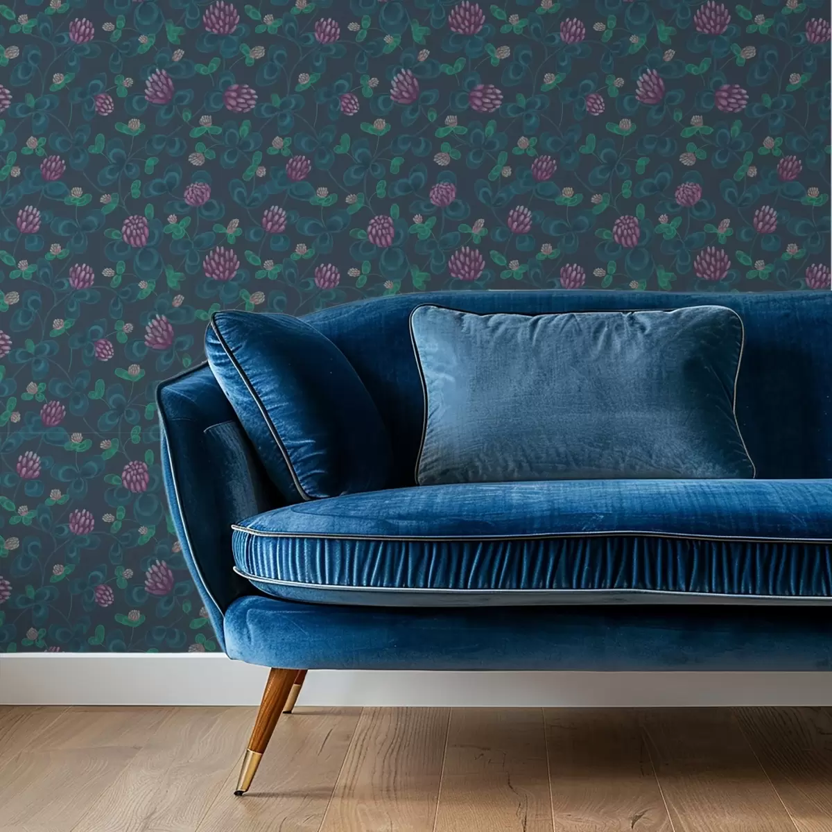 Tapeet Lillakate õitega ristik tumesinisel taustal a00836