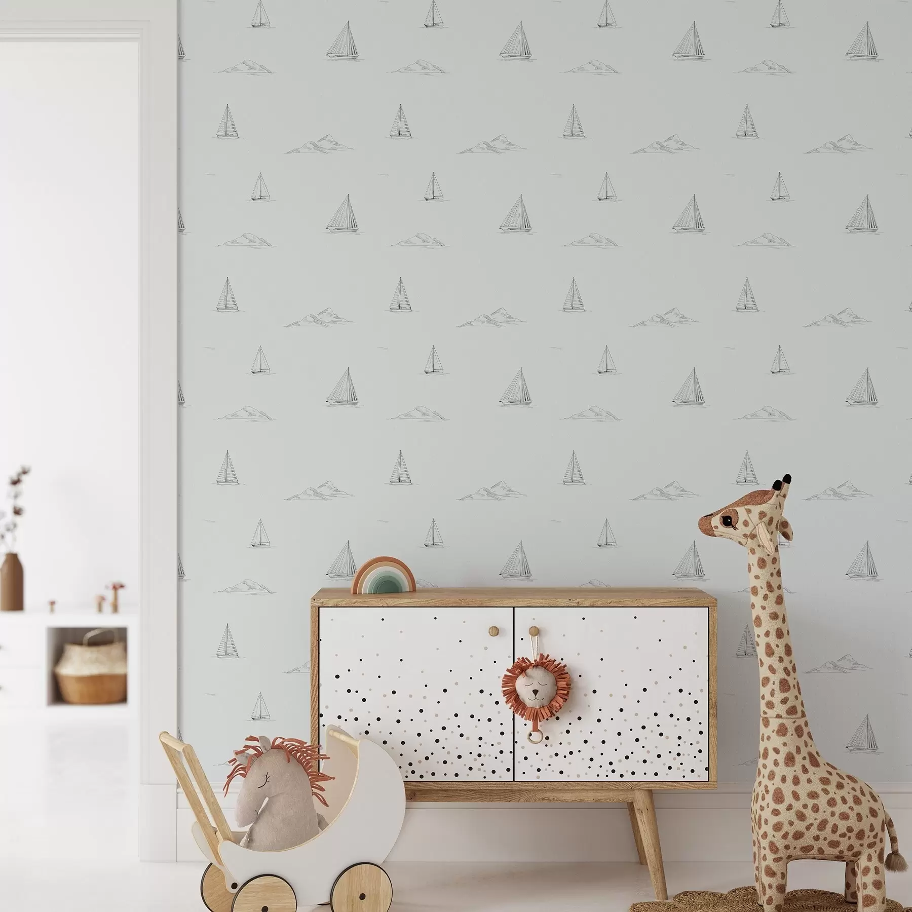 Fototapeedid Joonistage jahid ja saared, jahe sinakashall taust a00654