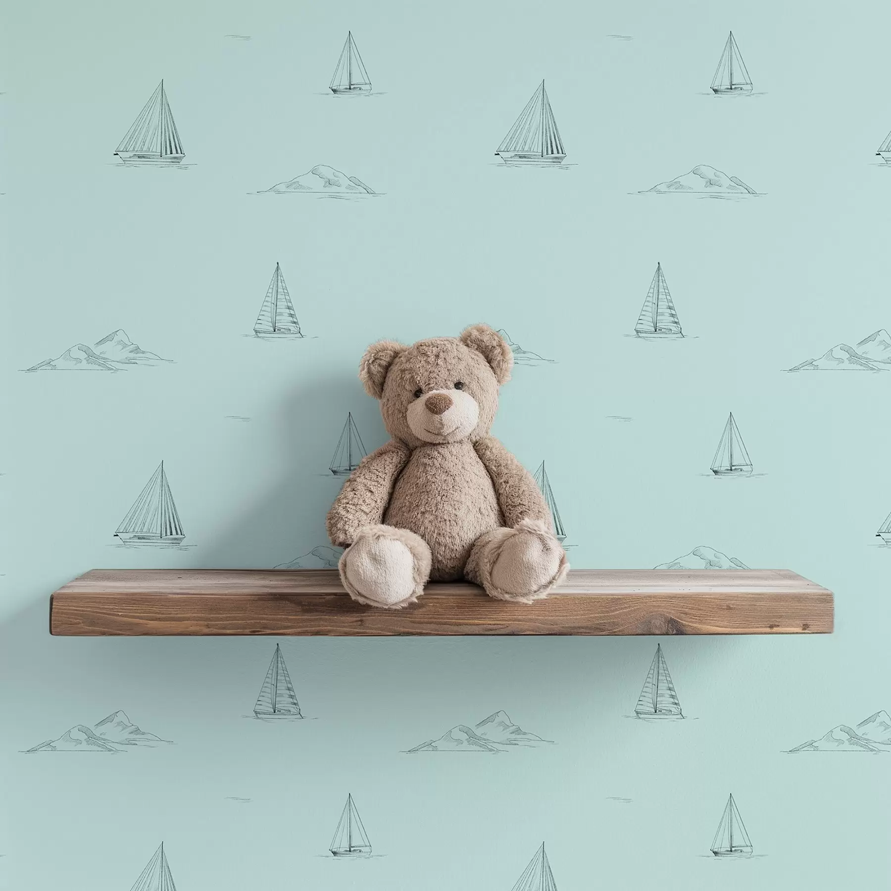 Fototapeedid Joonistage jahid ja saared, mündirohelisel taustal a00654v4