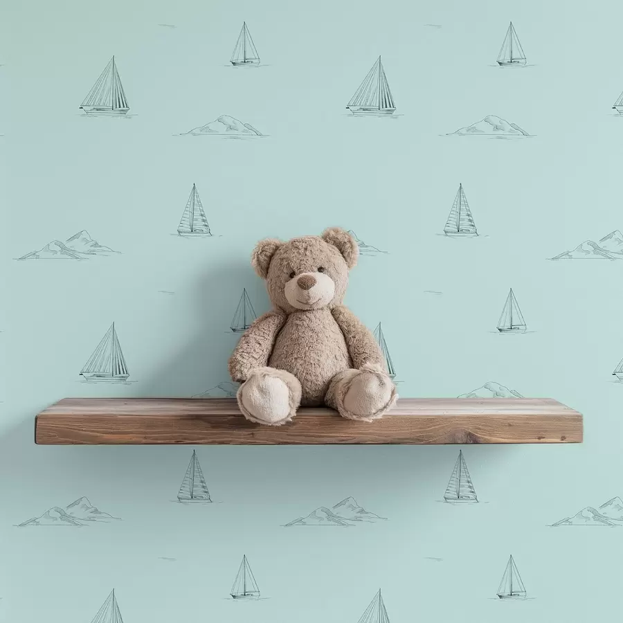 Fototapeedid Joonistage jahid ja saared, mündirohelisel taustal a00654v4