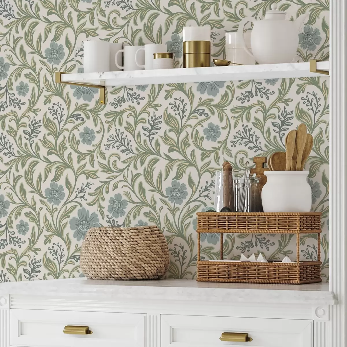 Tapeet Salvei-hall lilleornament heledal taustal a00712