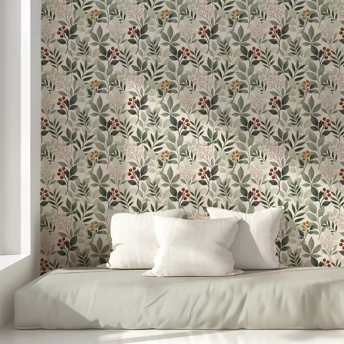 Tapeet Lehed marjadega, hele taust a00713