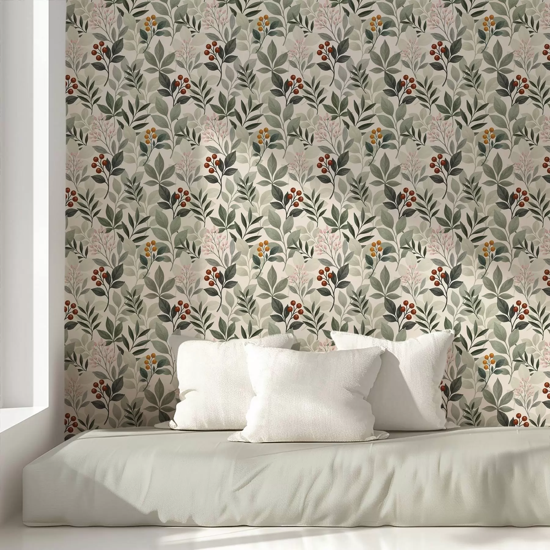 Fototapeedid Lehed marjadega, hele taust a00713