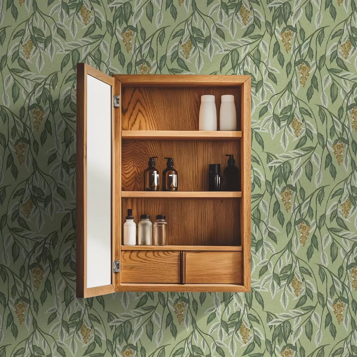 Tapeet Oksad marjakobaradega rohelisel taustal a00734