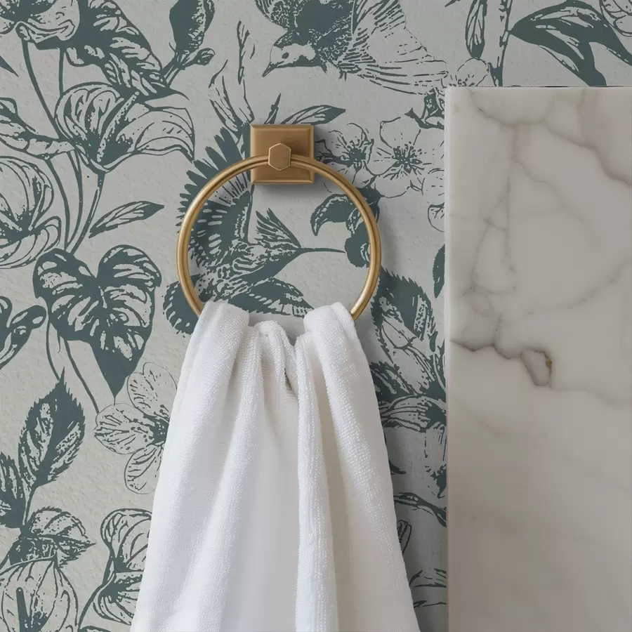 Fototapeedid Ühevärviline lilleornament lindudega a00737