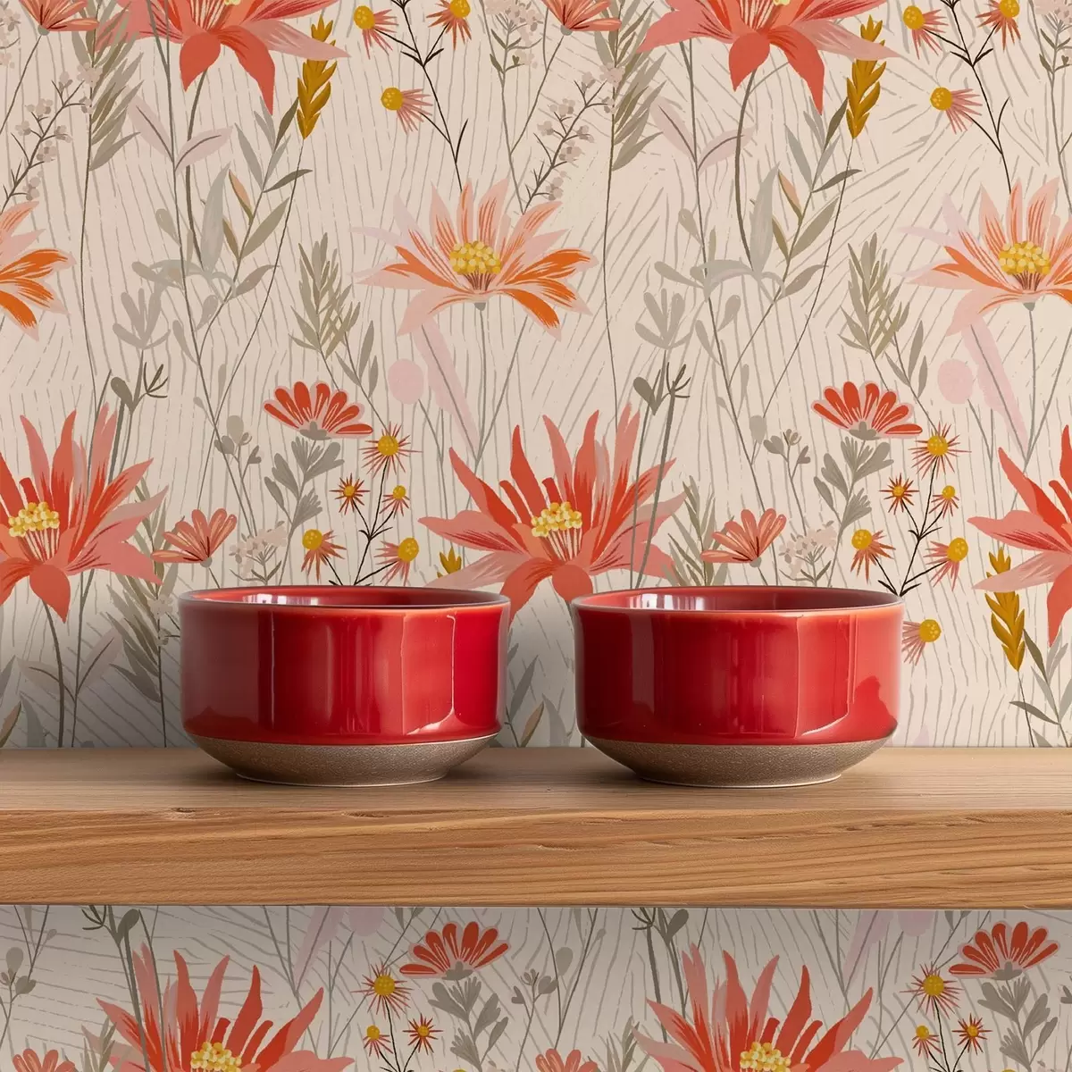 Tapeet Soojades toonides looduslilled beežil taustal a00751