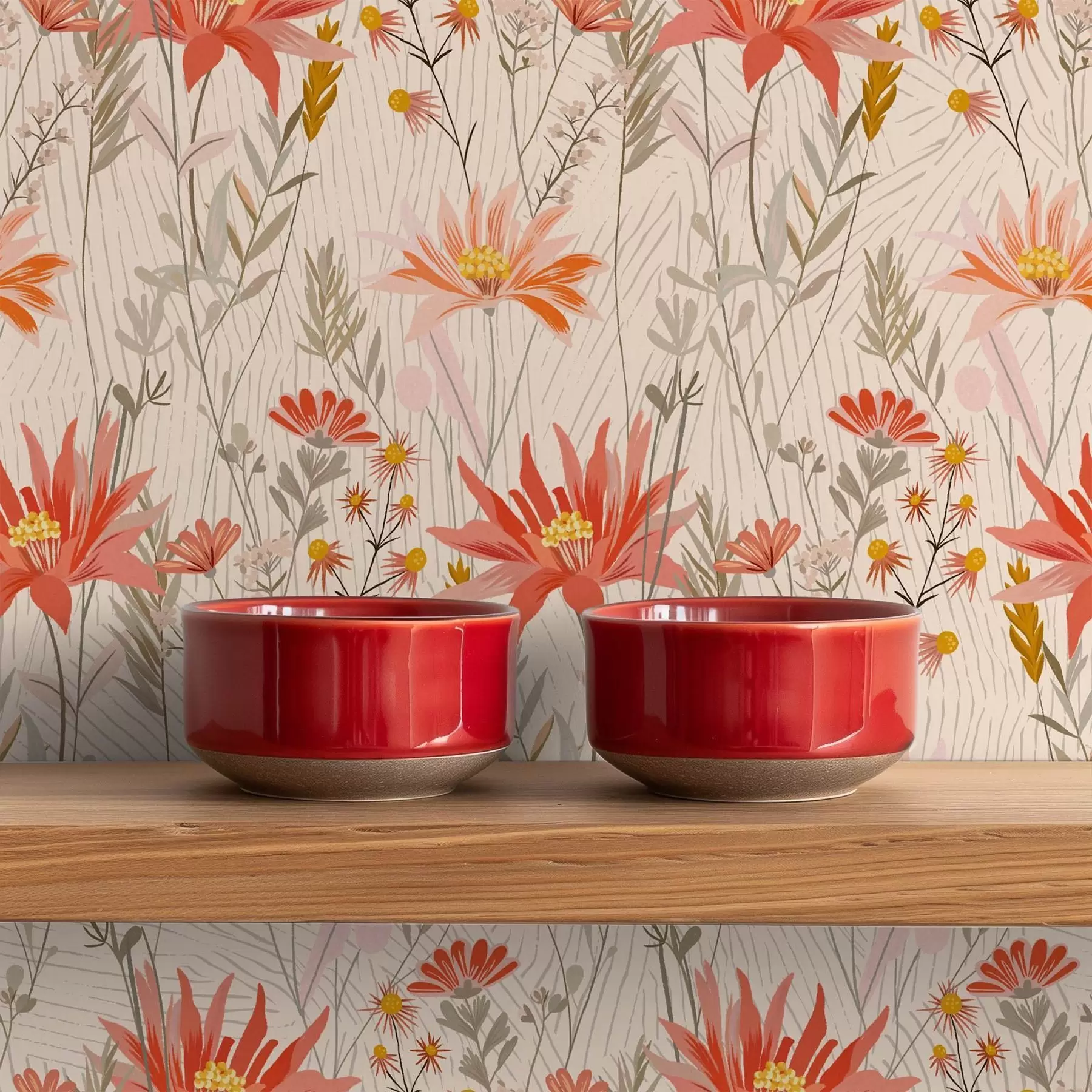 Fototapeedid Soojades toonides looduslilled beežil taustal a00751