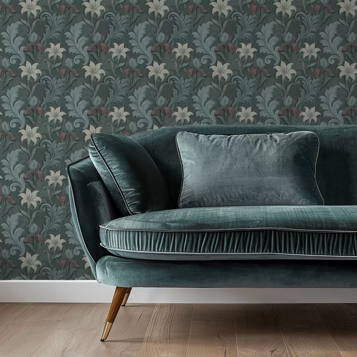 Tapeet Tumeroheline taust iiriste ja dekoratiivsete lehtedega a00755