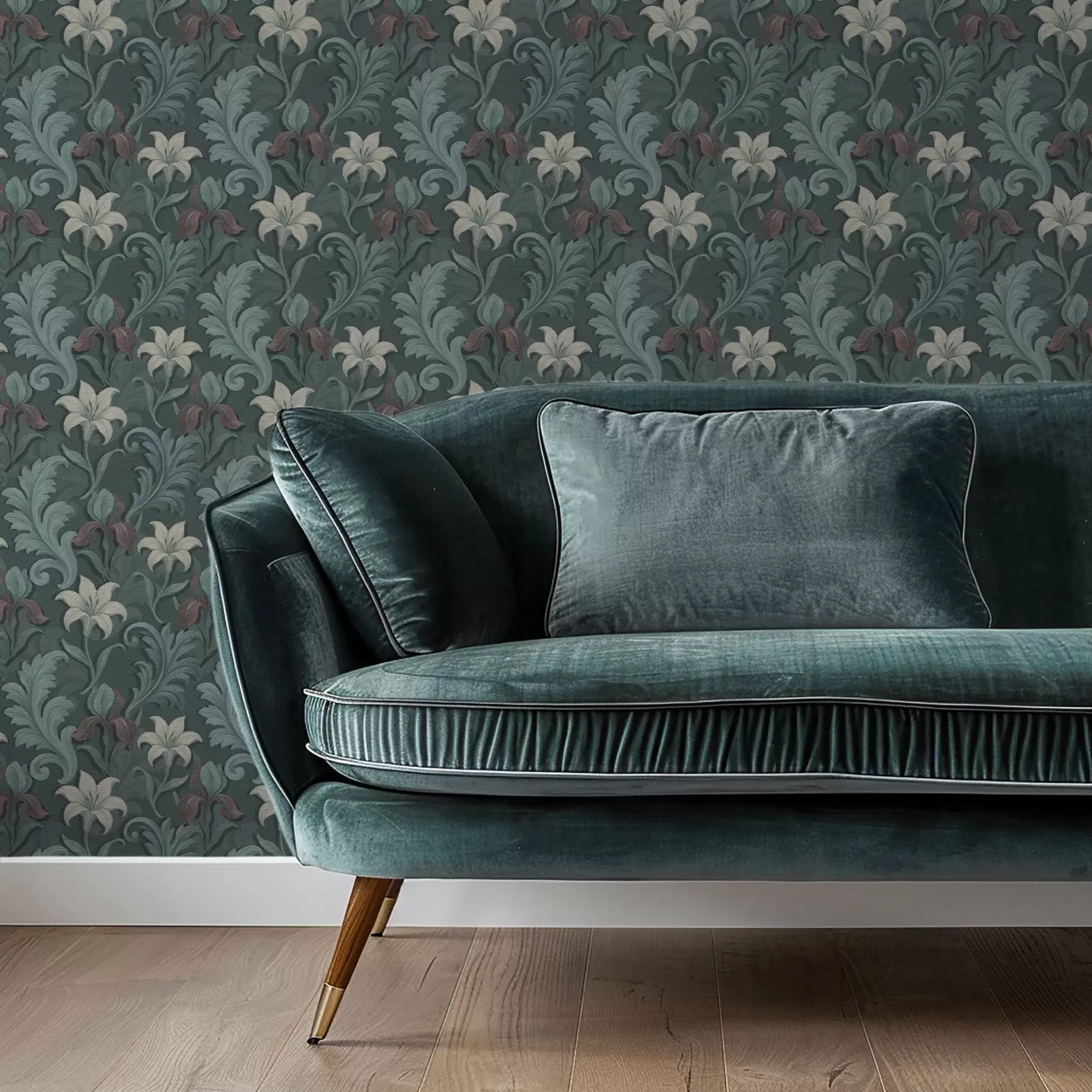 Fototapeedid Tumeroheline taust iiriste ja dekoratiivsete lehtedega a00755