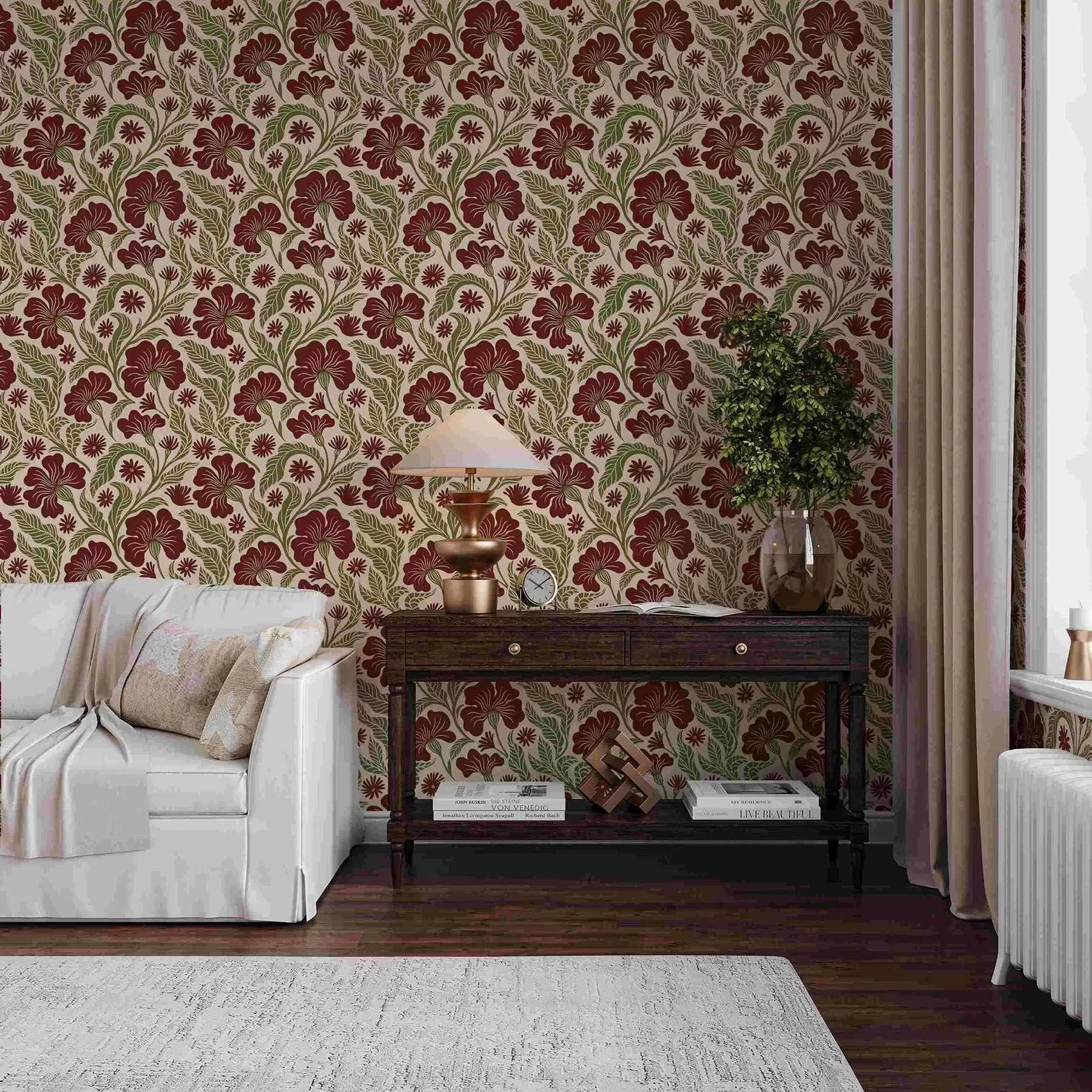 Fototapeedid Burgundia lilled roheliste lehtedega heledal taustal a00761