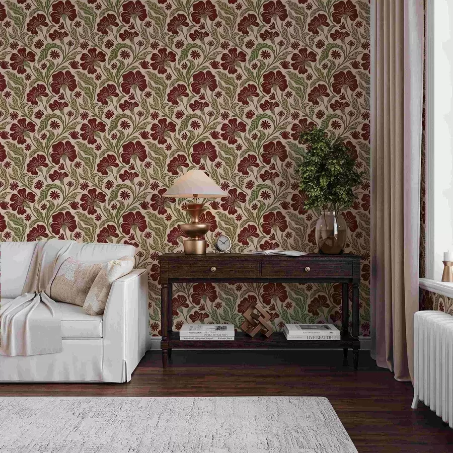 Fototapeedid Burgundia lilled roheliste lehtedega heledal taustal a00761