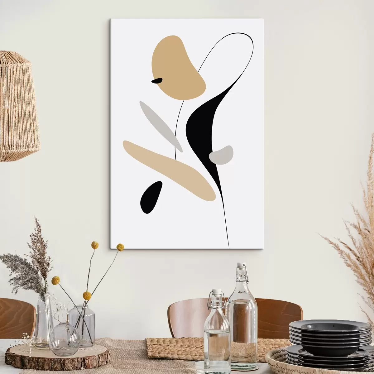 Pilt Abstraktne kompositsioon täppide ja joontega s46350