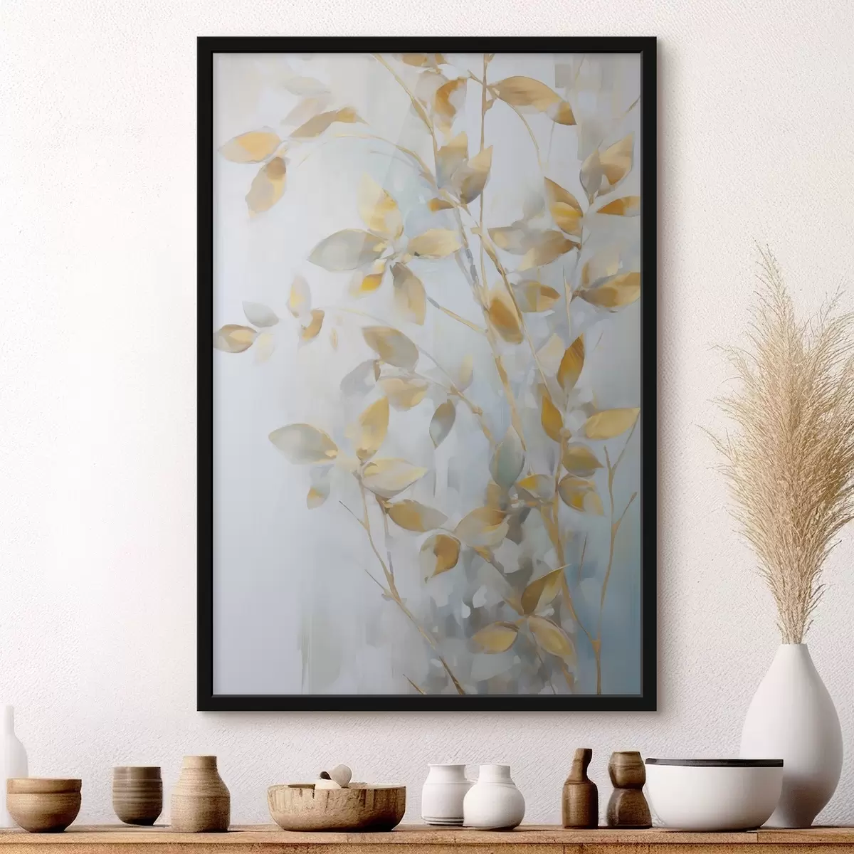 Plakat Abstraktsed lehed maalimise imitatsioon f46348