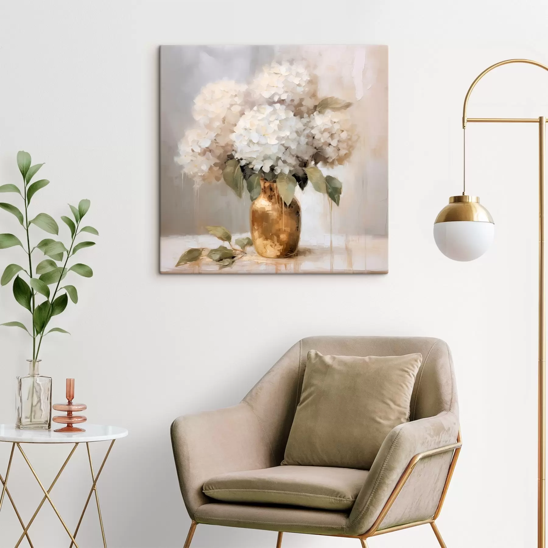 Pilt Õrn hortensia kimp vaasis s46263