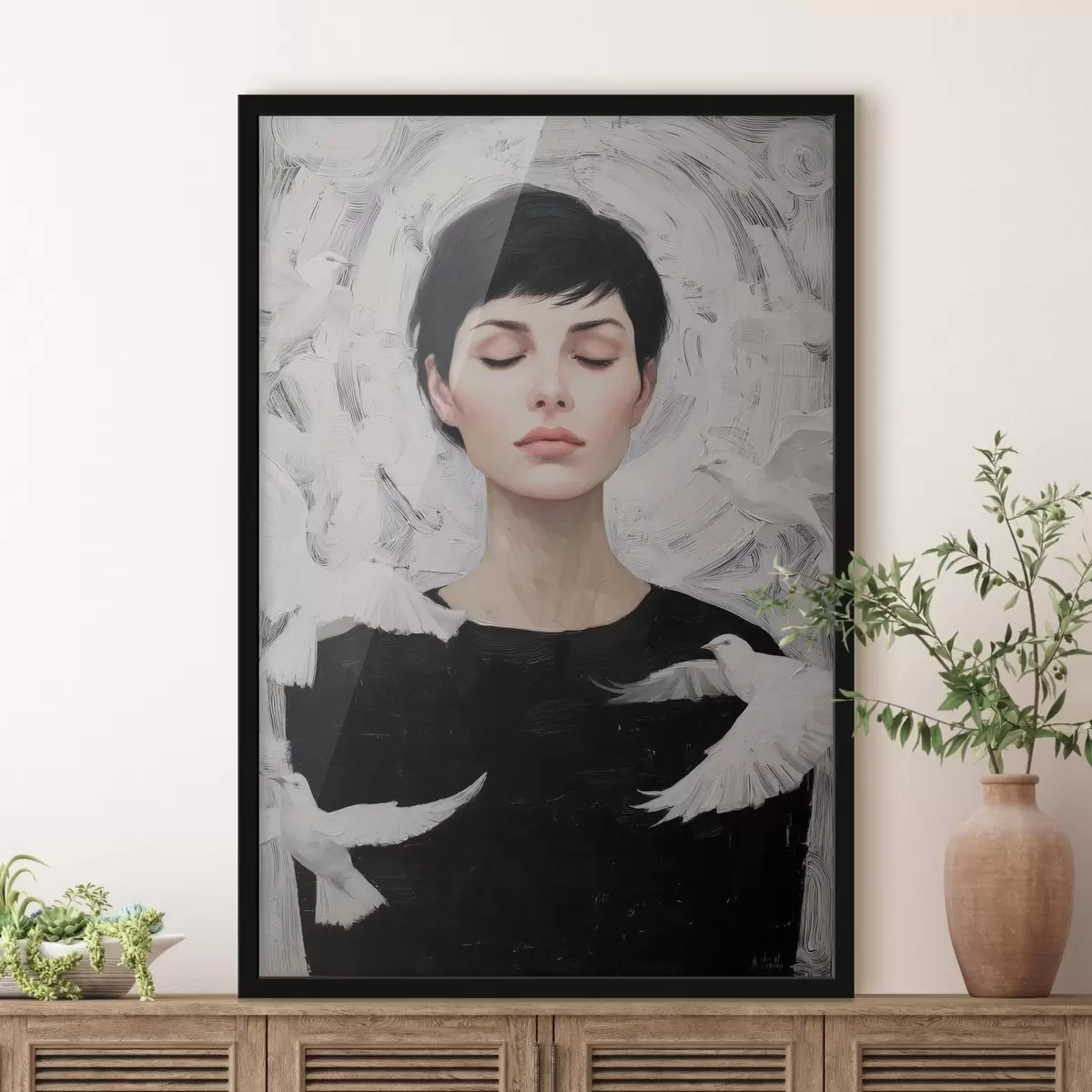 Plakat Tüdruk lindudega f46368