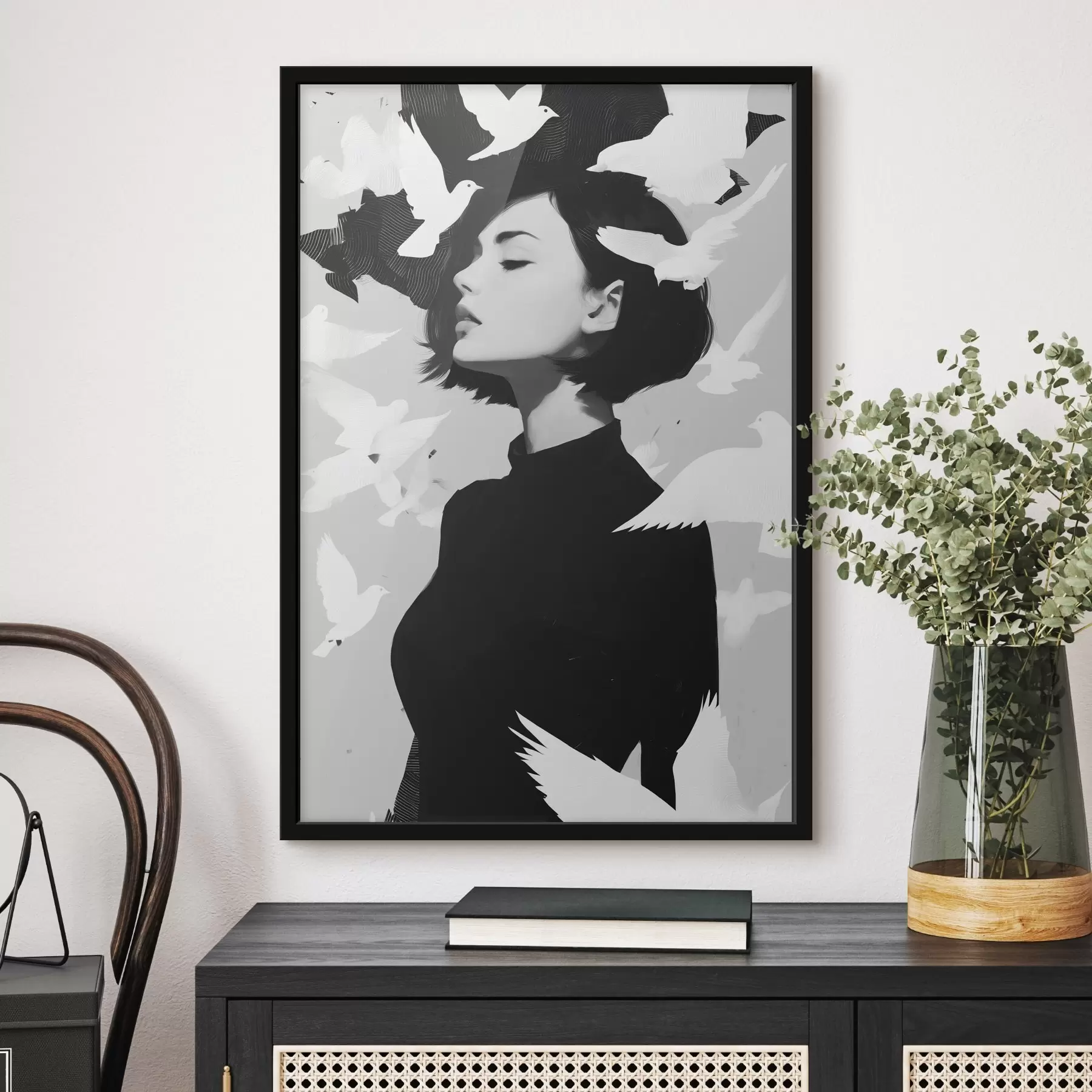 Fototapeedid Tüdruk lindudega f46369