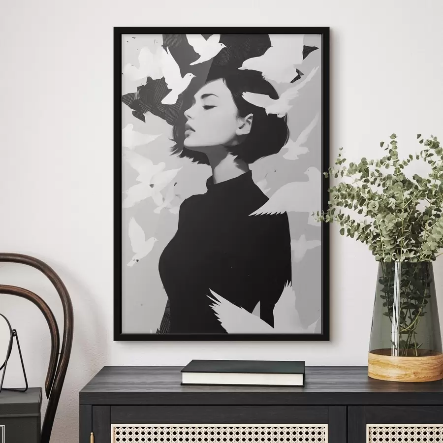 Fototapeedid Tüdruk lindudega f46369