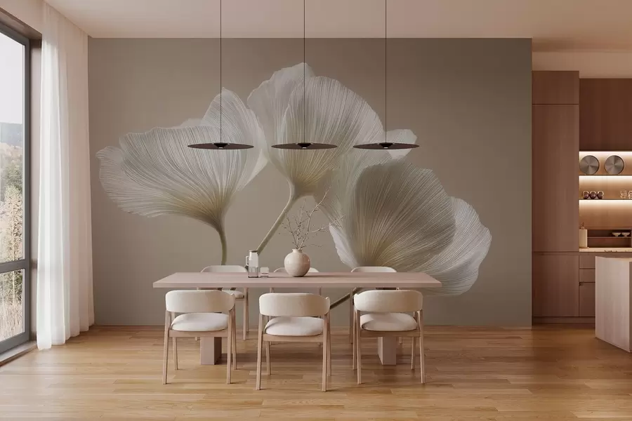 Fototapeedid kolm õrna lille beežil taustal w04810