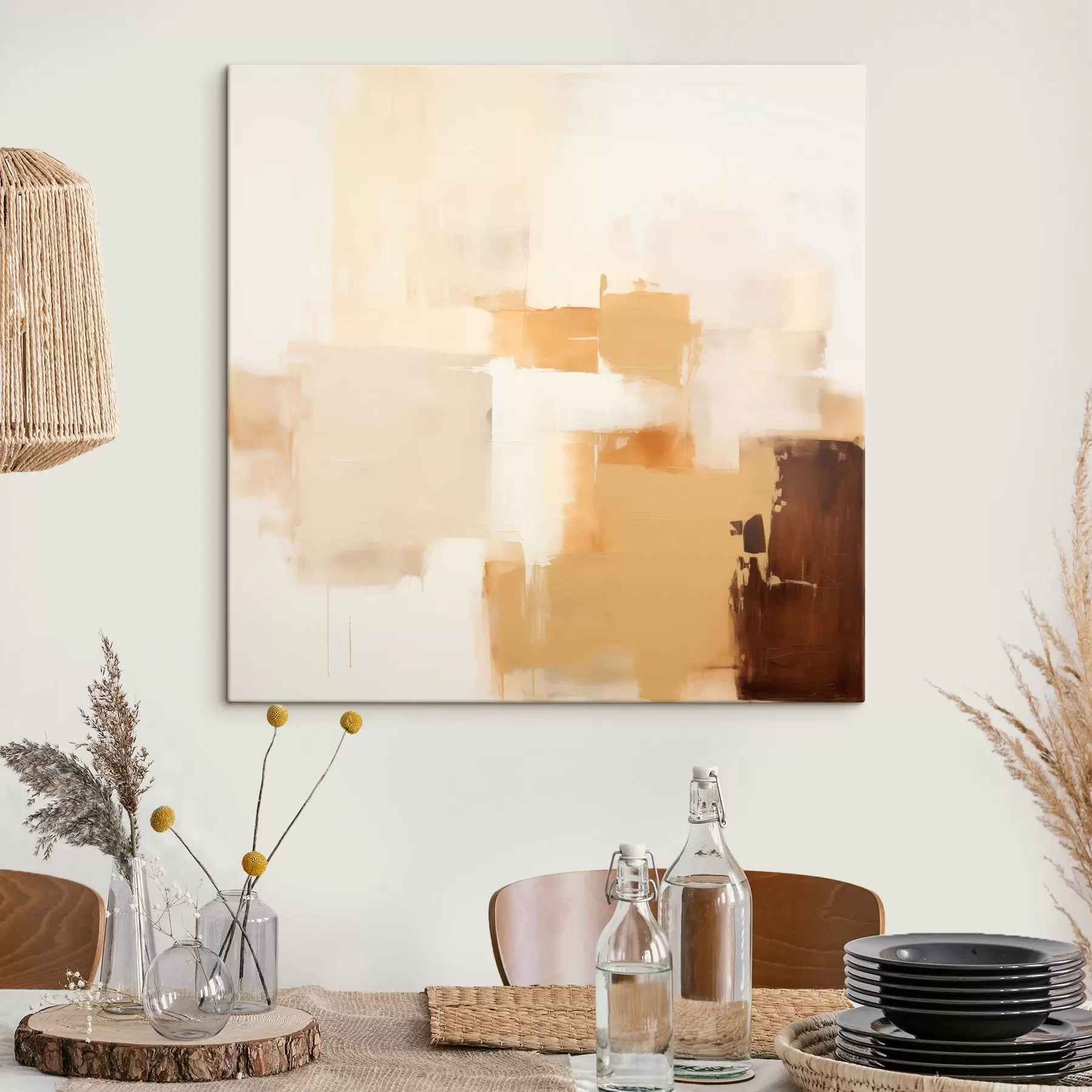 Pilt Beige ja pruunid geomeetrilised kujundid abstraktses stiilis s46306