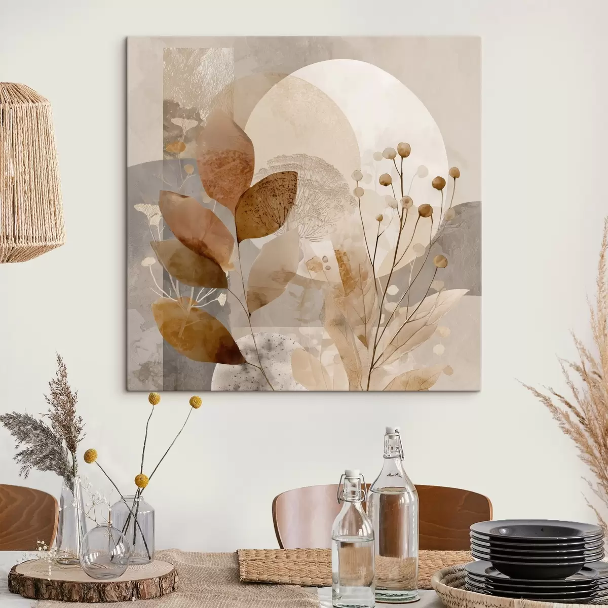 Pilt Beige ja pruuni värvi lillemustriga s46308