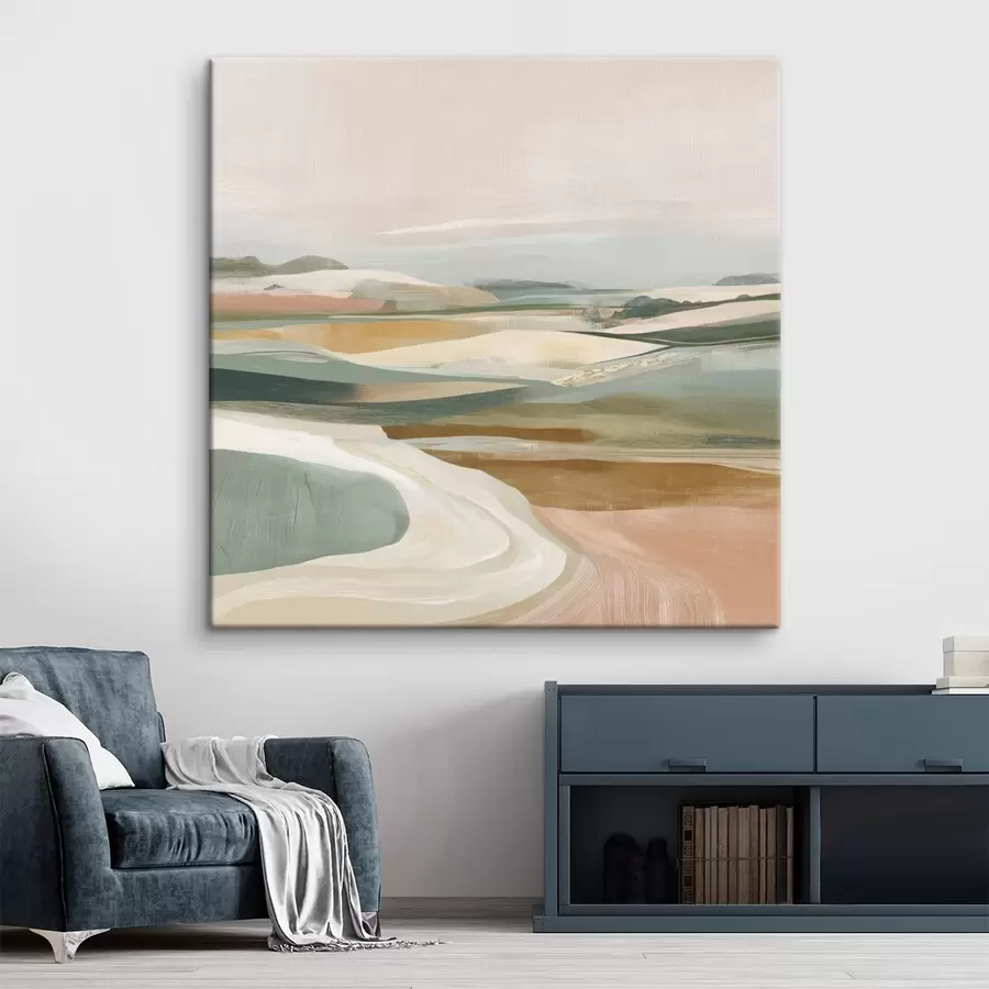 Pilt Maastik vaade põldude ja teega akvarell stiilis s46317