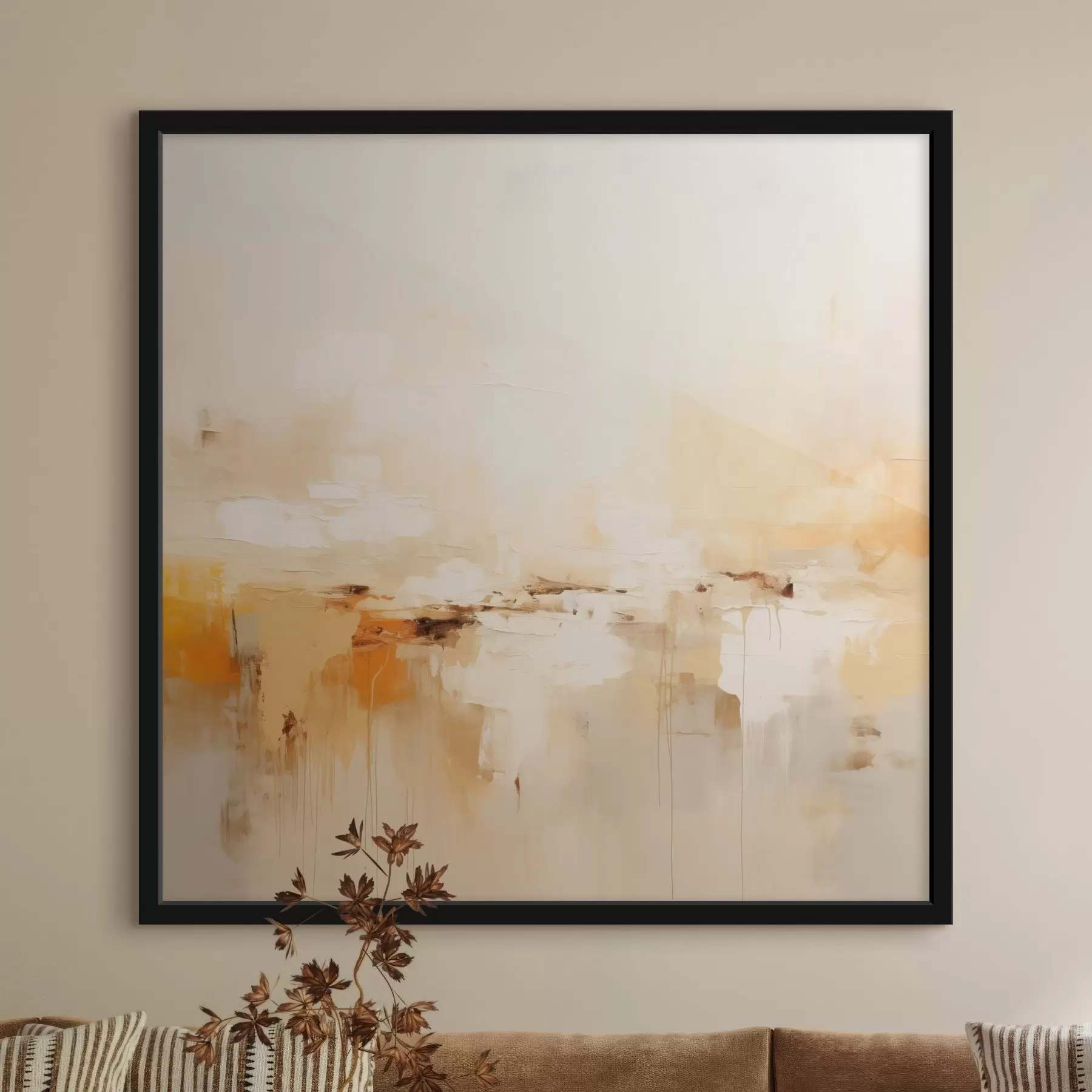 Fototapeedid Kerge õlimaalilaadne abstraktsioon oranžide aktsentidega f46315