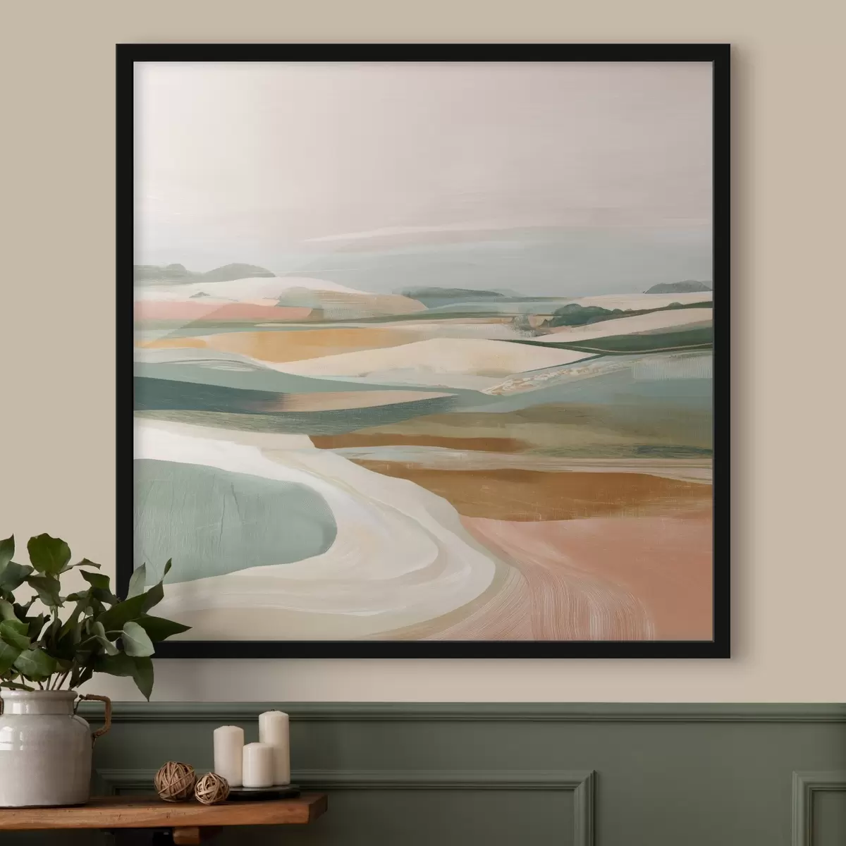 Plakat Maastik vaade põldude ja teega akvarell stiilis f46317