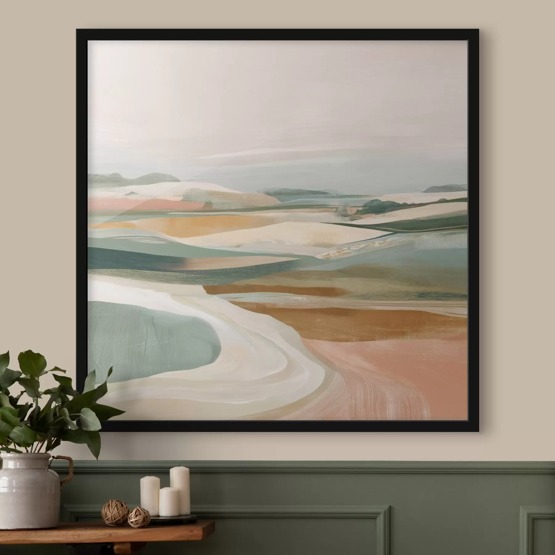 Fototapeedid Maastik vaade põldude ja teega akvarell stiilis f46317