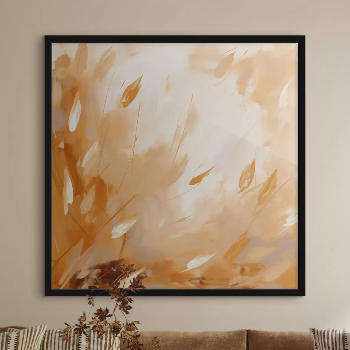 Plakat Abstraktsed õielehed ja varred õlimaalistiilis f46319