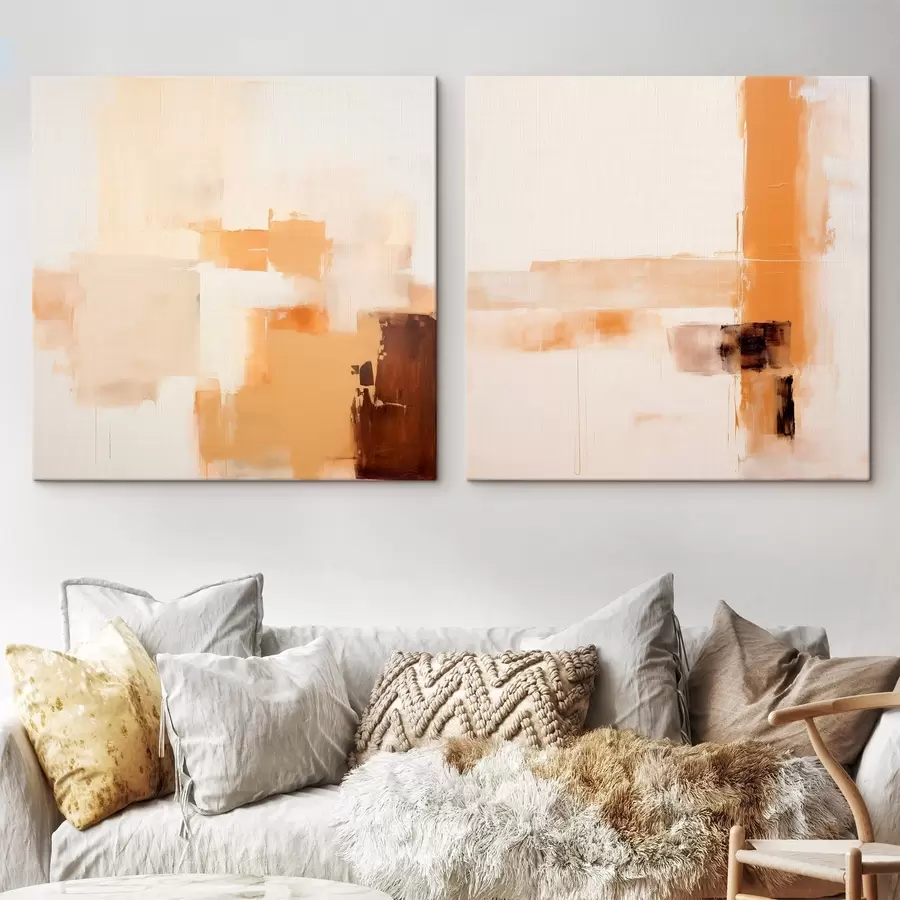 Pilt Abstraktne kaheosaline kompositsioon beežis ja pruunis m00891