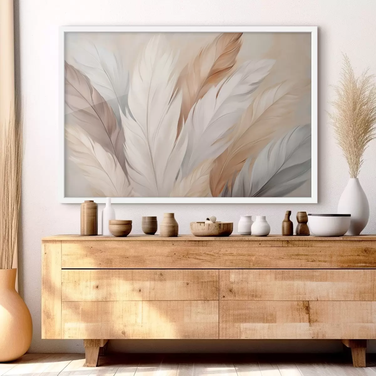 Plakat Pehmed suled beeži ja halli toonides f46190