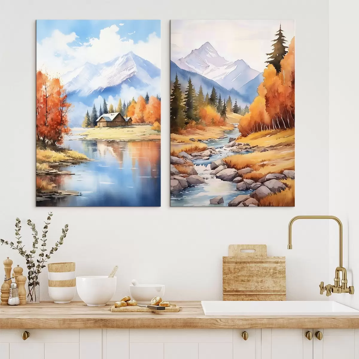 Pilt Sügisene mägimaastik järve ja jõega m00929