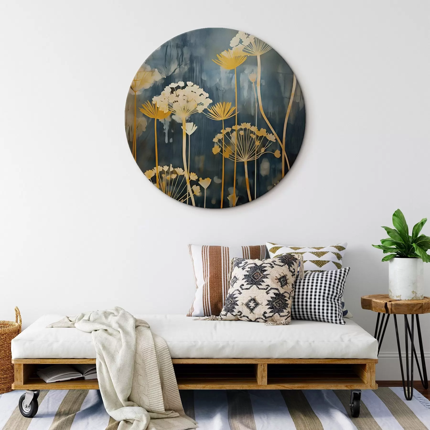 Pilt Stiilse kujundusega õied õhukeste vartega tumedal taustal r46188