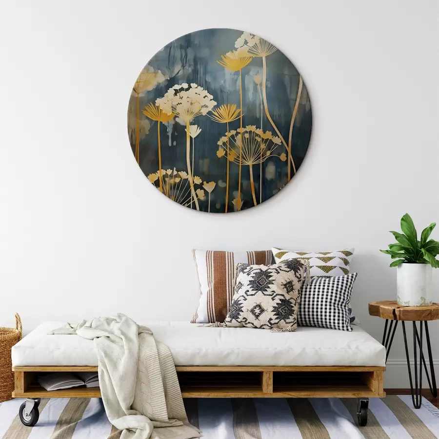 Pilt Stiilse kujundusega õied õhukeste vartega tumedal taustal r46188