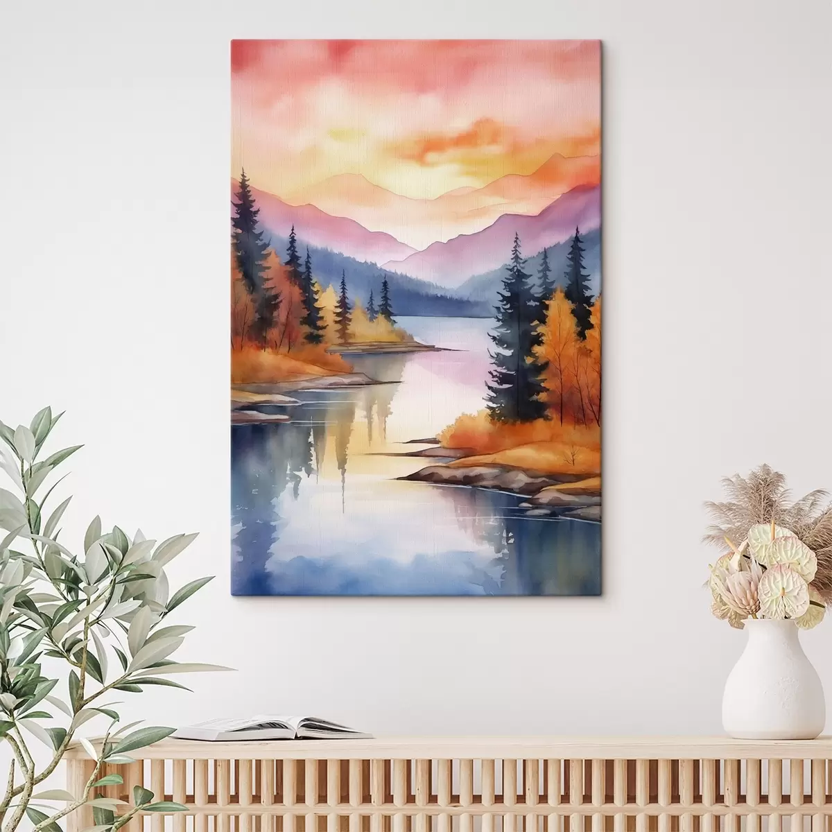 Pilt Sügisene maastik järve ääres heleda taevaga s46155