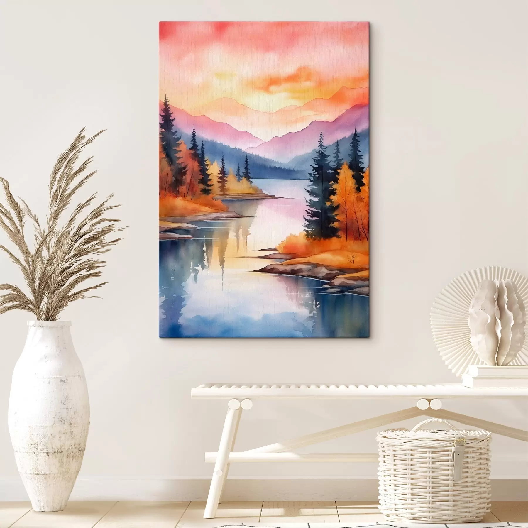 Pilt Sügisene maastik järve ääres heleda taevaga s46155