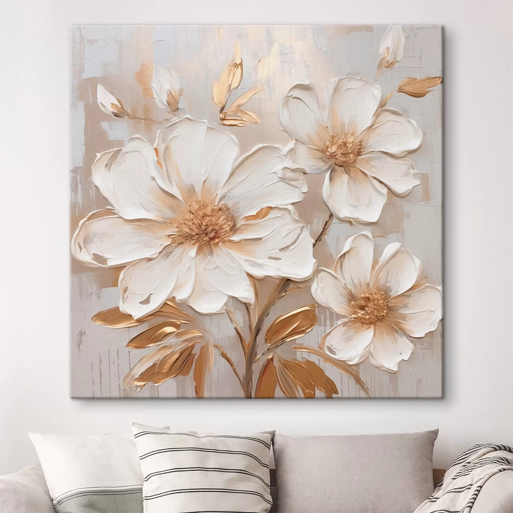 Pilt Tekstuuriga lilled heledal taustal soojades toonides s46166