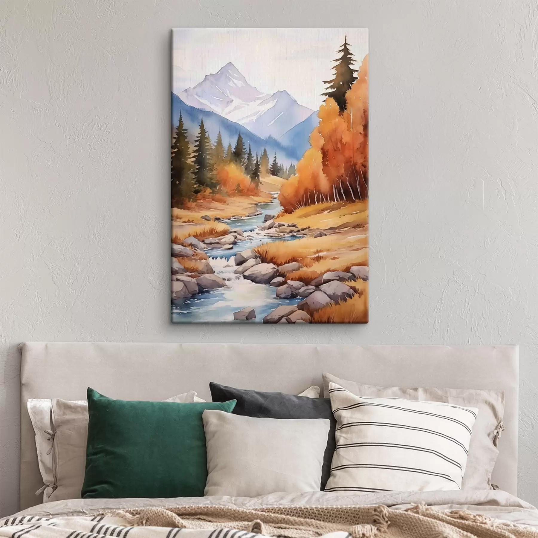 Pilt Sügisene mägimaastik jõega ja elava metsaga s46187