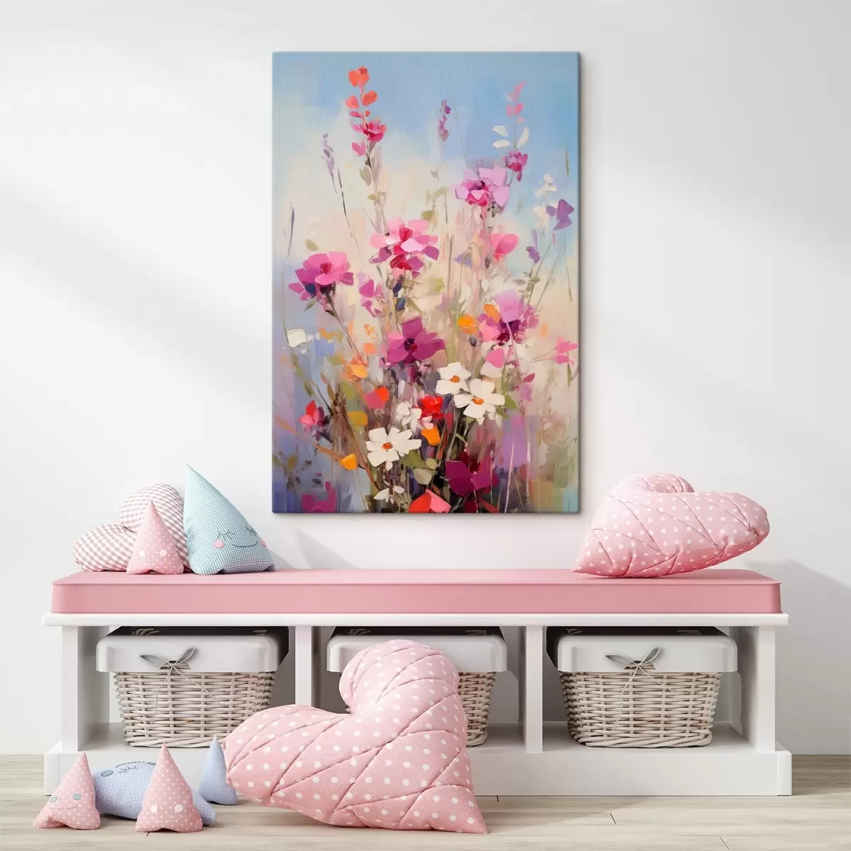 Pilt Ere roosa, valge ja roheline lill pehme pastellvärvilise taustaga s46278