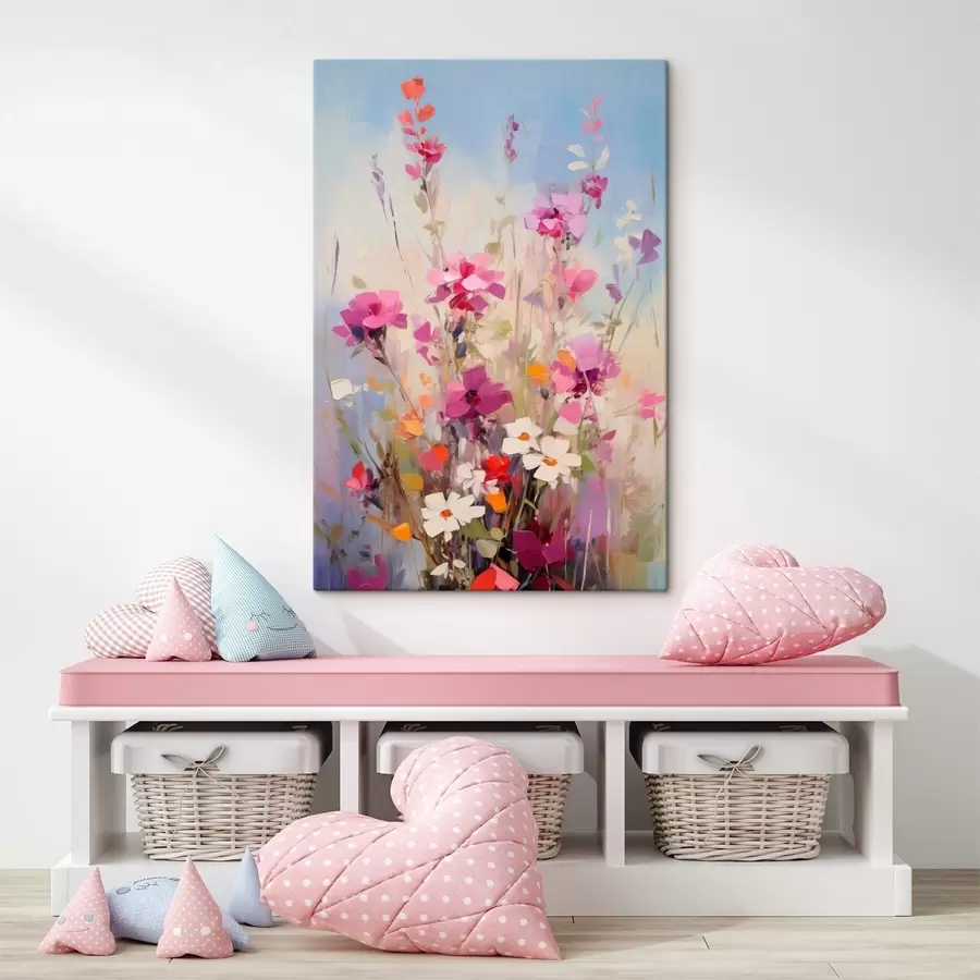 Pilt Ere roosa, valge ja roheline lill pehme pastellvärvilise taustaga s46278