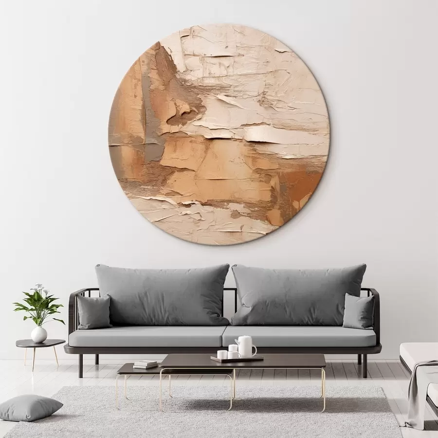 Pilt Abstraktne maal paksude pintslitõmmetega, beežide ja pruunide toonidega, tekstuurse pinnaga, neutraalsete värvidega r46273