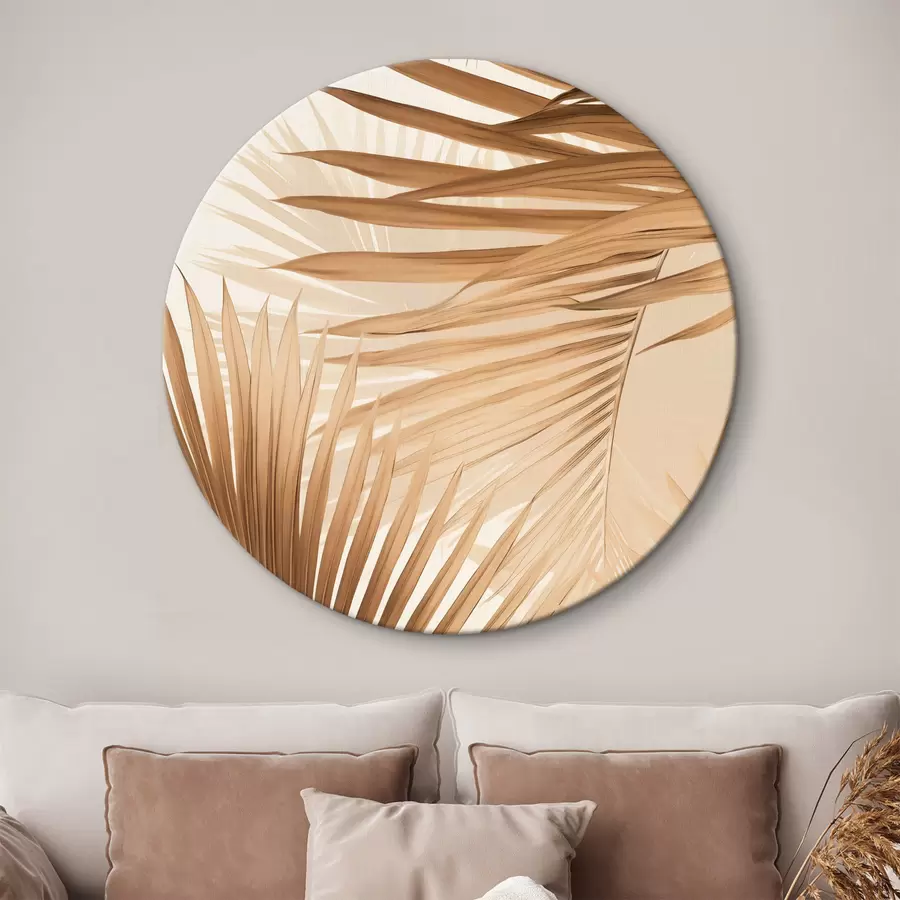 Pilt Abstraktsed palmilehed pruunides toonides, troopilised, botaanilised, looduslikud, minimalistlikud, elegantsed, modernne disain r46275