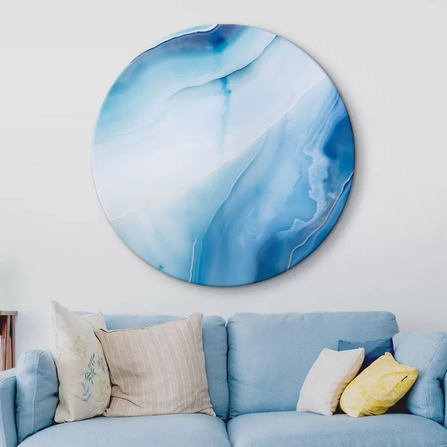 Pilt Abstraktne sinine ja valge ahhaatprint, keerlevad jooned ja gradientid, sile tekstuur, modernne kunst, minimalistlik r46291