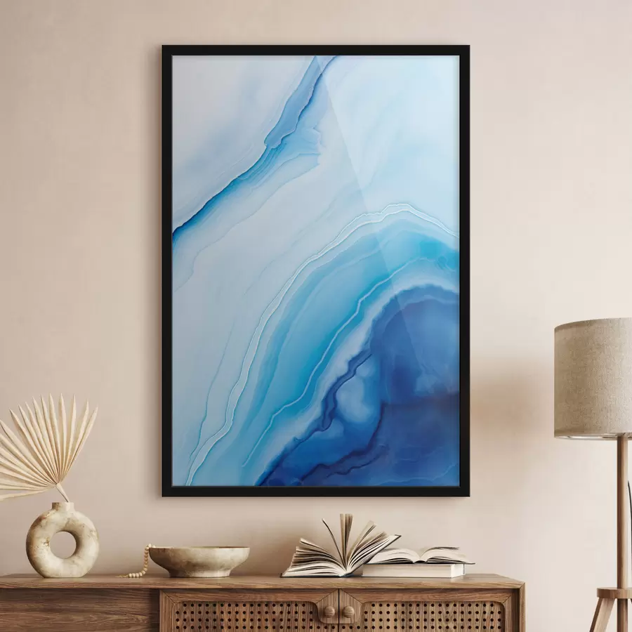 Fototapeedid Abstraktne sinine ja valge ahhaatprint, keerlevad jooned ja gradientid, sile tekstuur, modernne kunst, minimalistlik f46290