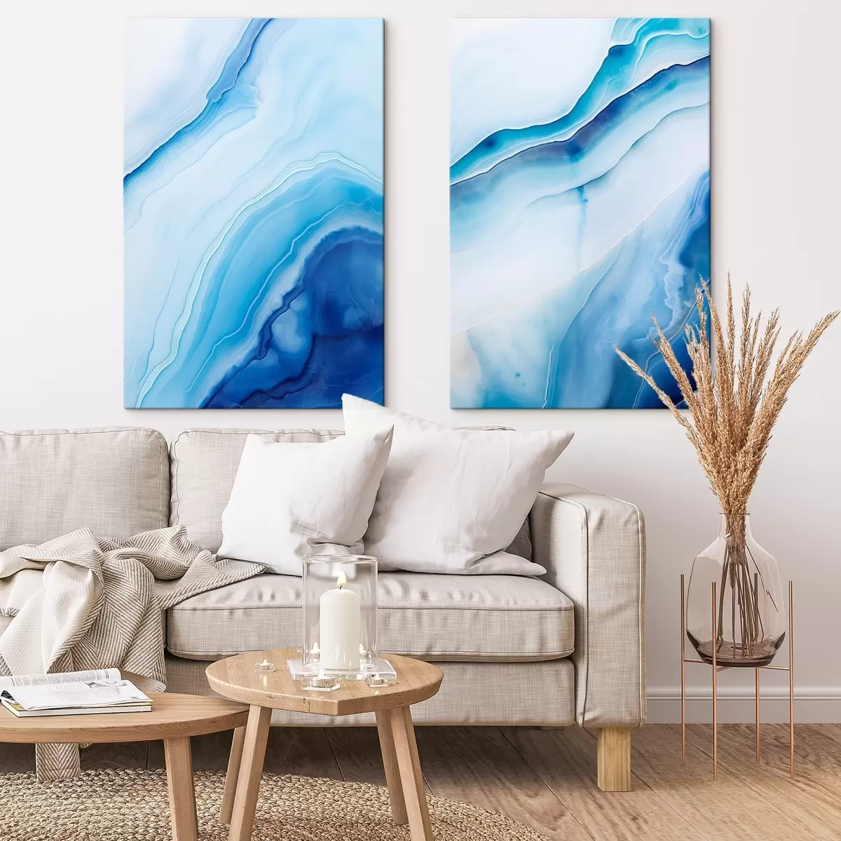 Pilt Abstraktne sinine ja valge ahhaatprint, keerlevad jooned ja gradientid, sile tekstuur, modernne kunst, minimalistlik m00888