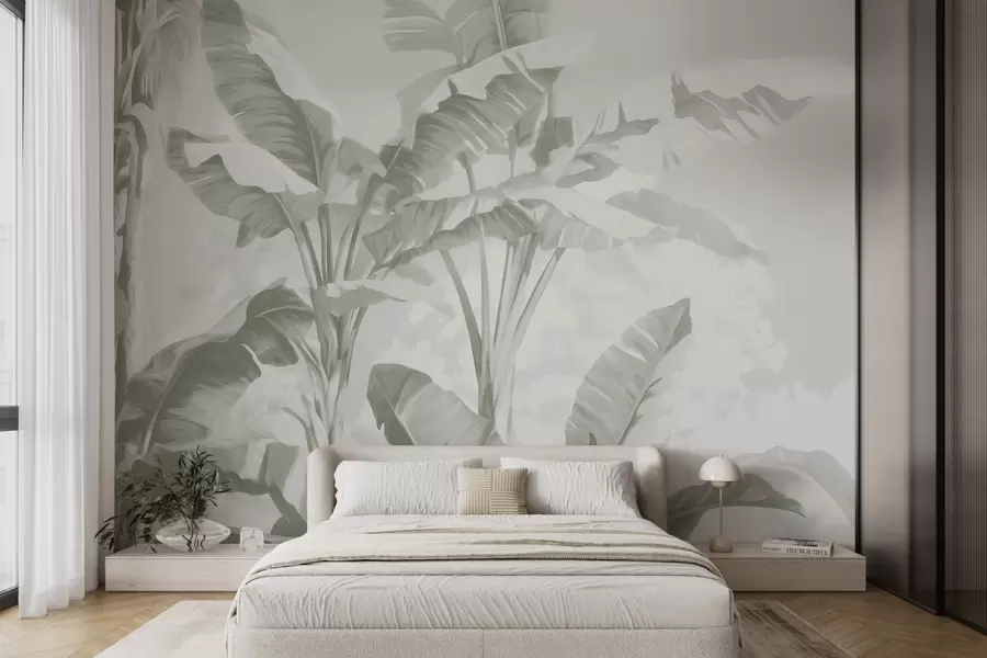 Fototapeedid Troopilised banaanilehed õrnas rohelises toonis w09311v1