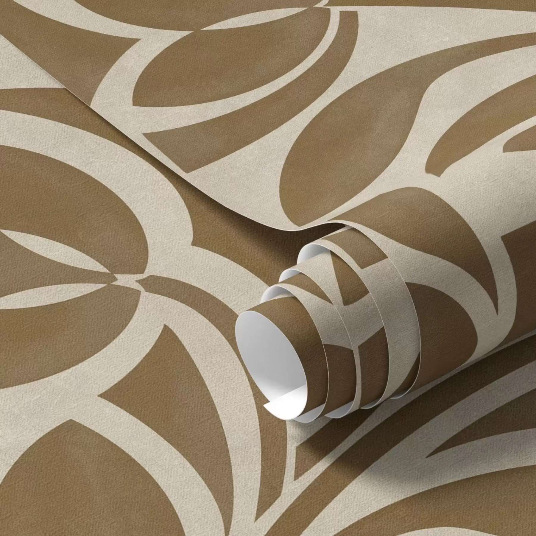 Fototapeedid Geomeetrilised lehe siluetid, karamellpruunid beežil a00679