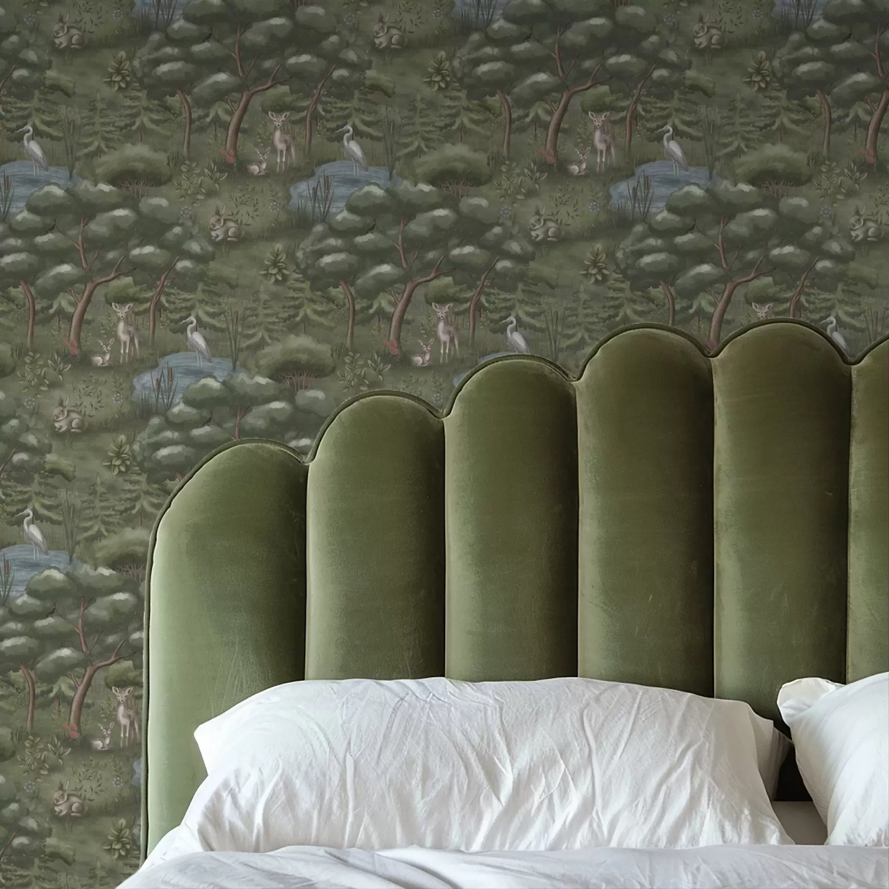 Fototapeedid Metsa lagendik, kus on metskitsed, jänesed ja kurgid a00680