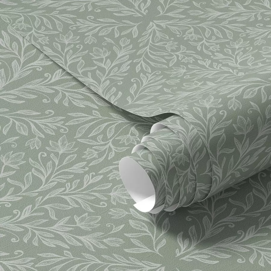 Fototapeedid Botaaniline damask mint-oliivi taustal a00815